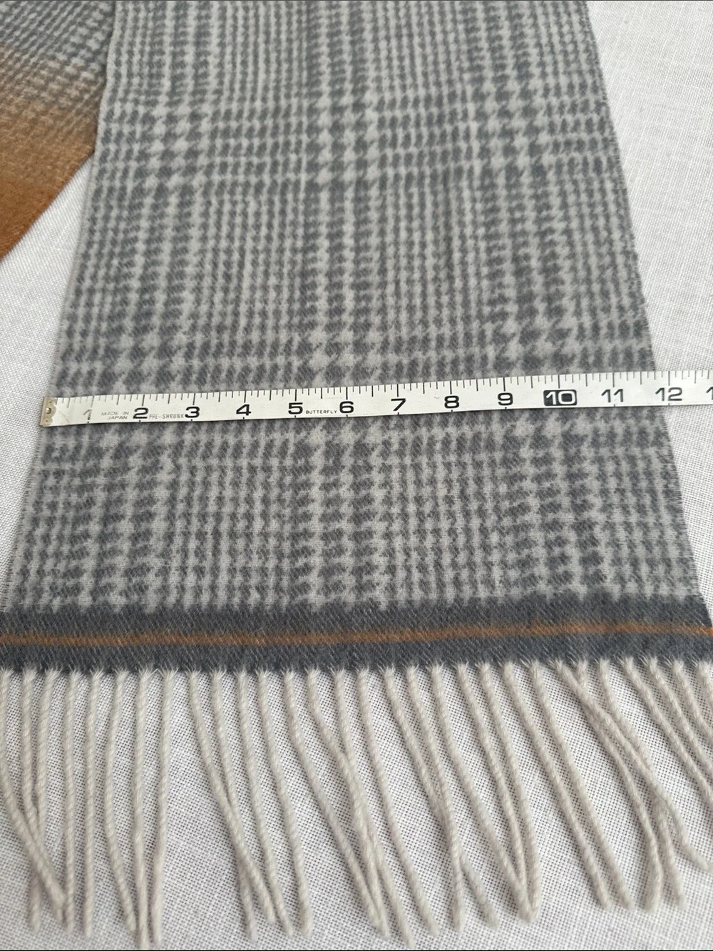 ID Menswear NY Wool & Cashmere Gradient Plaid Men's Scarf in Gray and Brown NEW